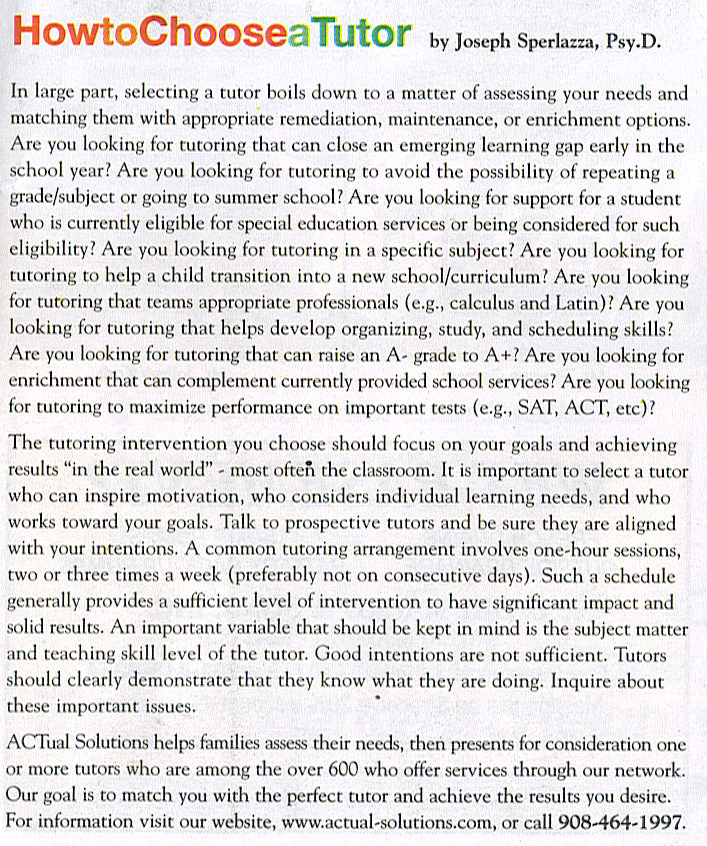 How to Choose a Tutor